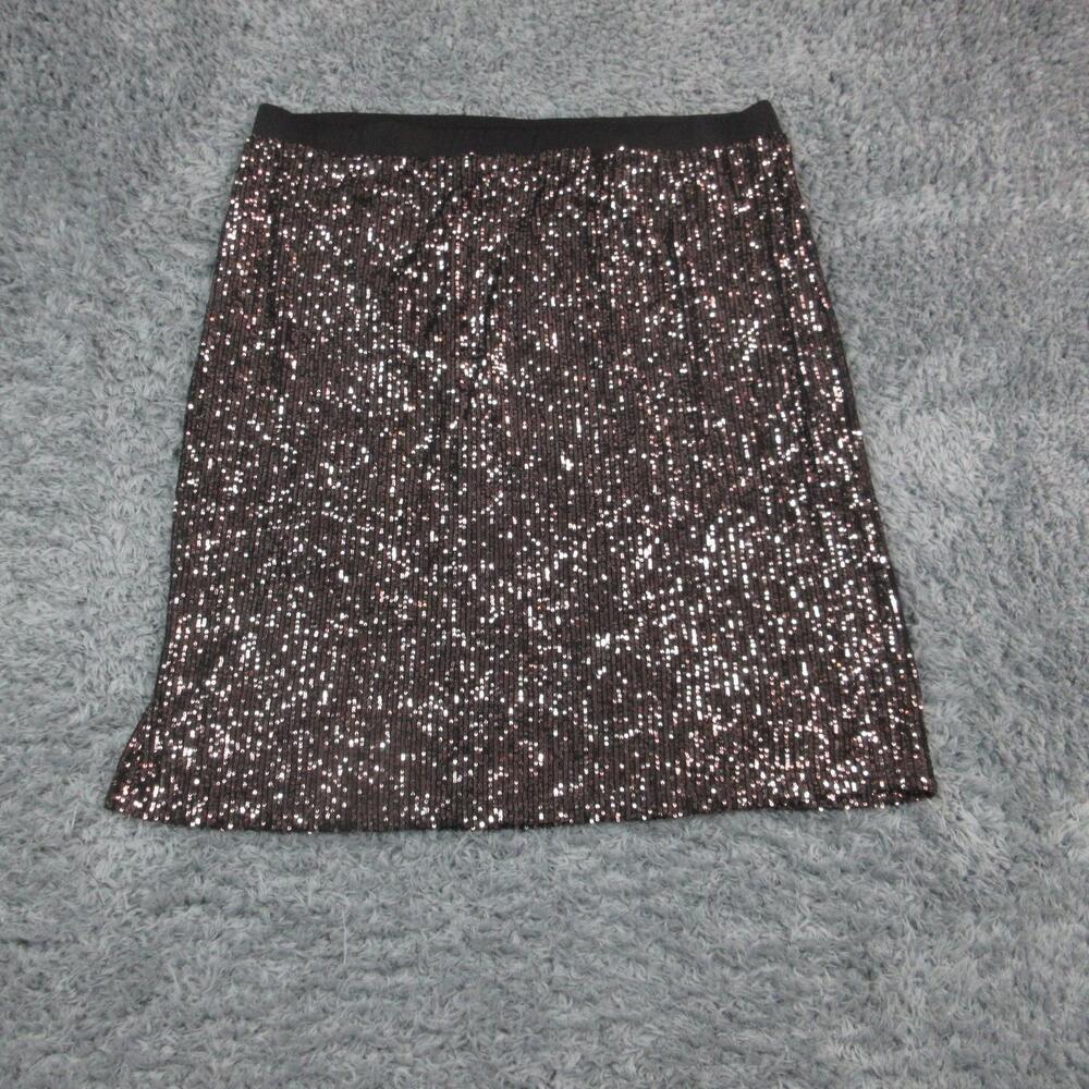 Susan Graver Skirt Womens 2XP Black Sequin A Line Midi Elastic Waist Party NWOT